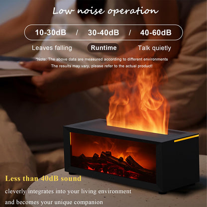 Holwim Fireplace Essential Oil Diffuser – 150ml Ultrasonic Humidifier, 7-Color Flame with Remote (Black)
