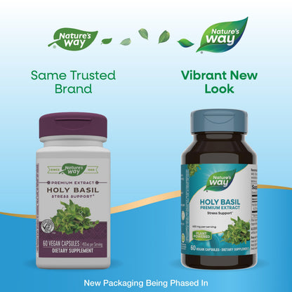 Nature's Way Holy Basil Premium Extract — Stress Support, Adaptogenic Herb, 450 mg, 60 Vegan Capsules
