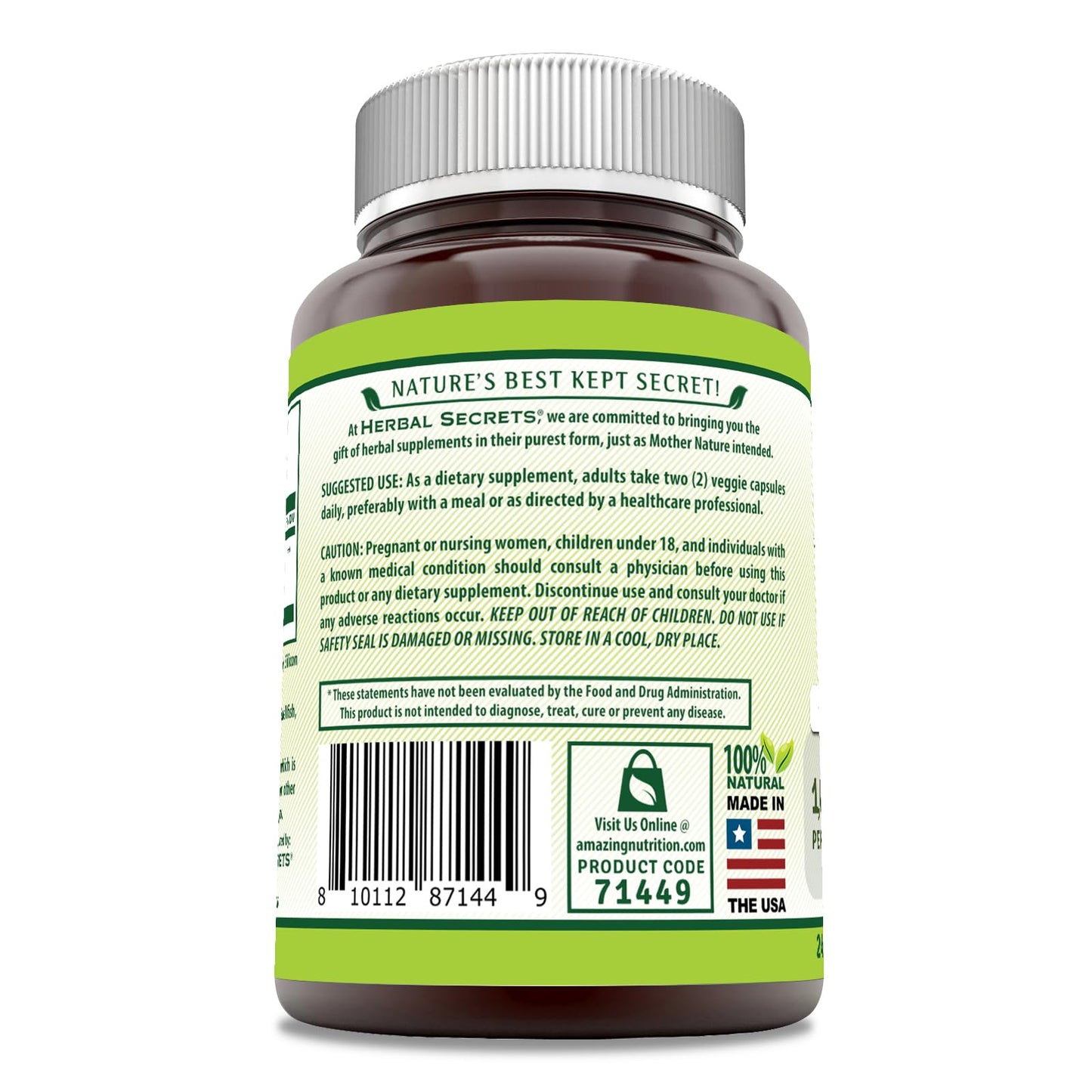 Herbal Secrets Holy Basil Supplement - 1000 mg per Serving | 240 Veggie Capsules | Non-GMO | Gluten Free | Made in USA