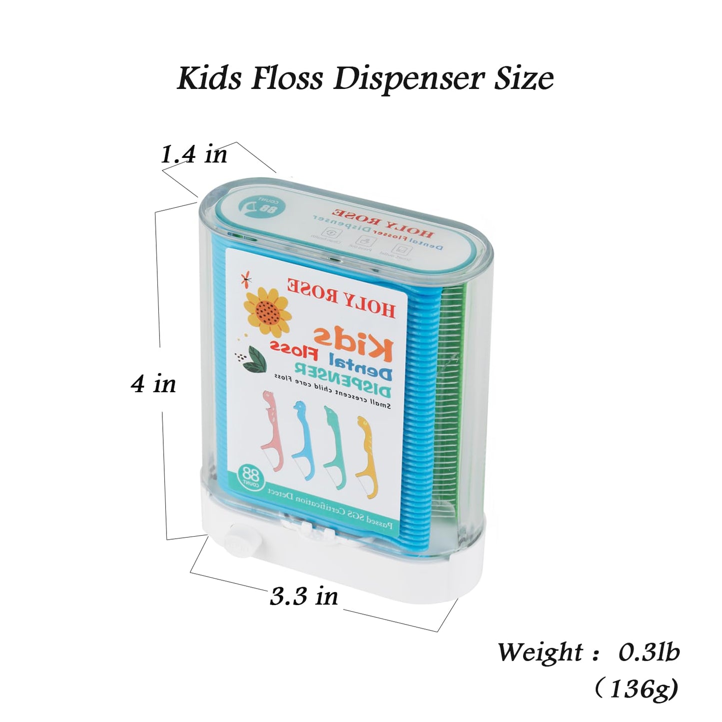 Kids Dental Floss Picks | Holy Rose Flossers Dispenser – Unwaxed & Unflavored