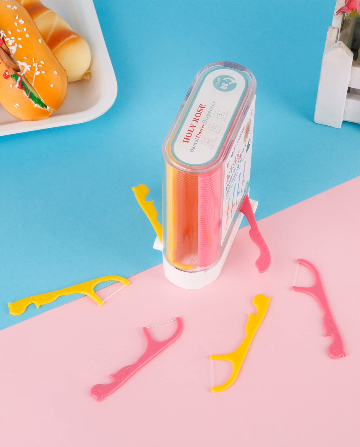 Kids Dental Floss Picks | Holy Rose Flossers Dispenser – Unwaxed & Unflavored