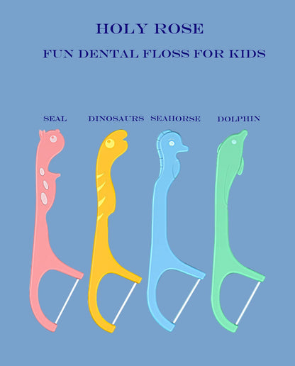 Kids Dental Floss Picks | Holy Rose Flossers Dispenser – Unwaxed & Unflavored