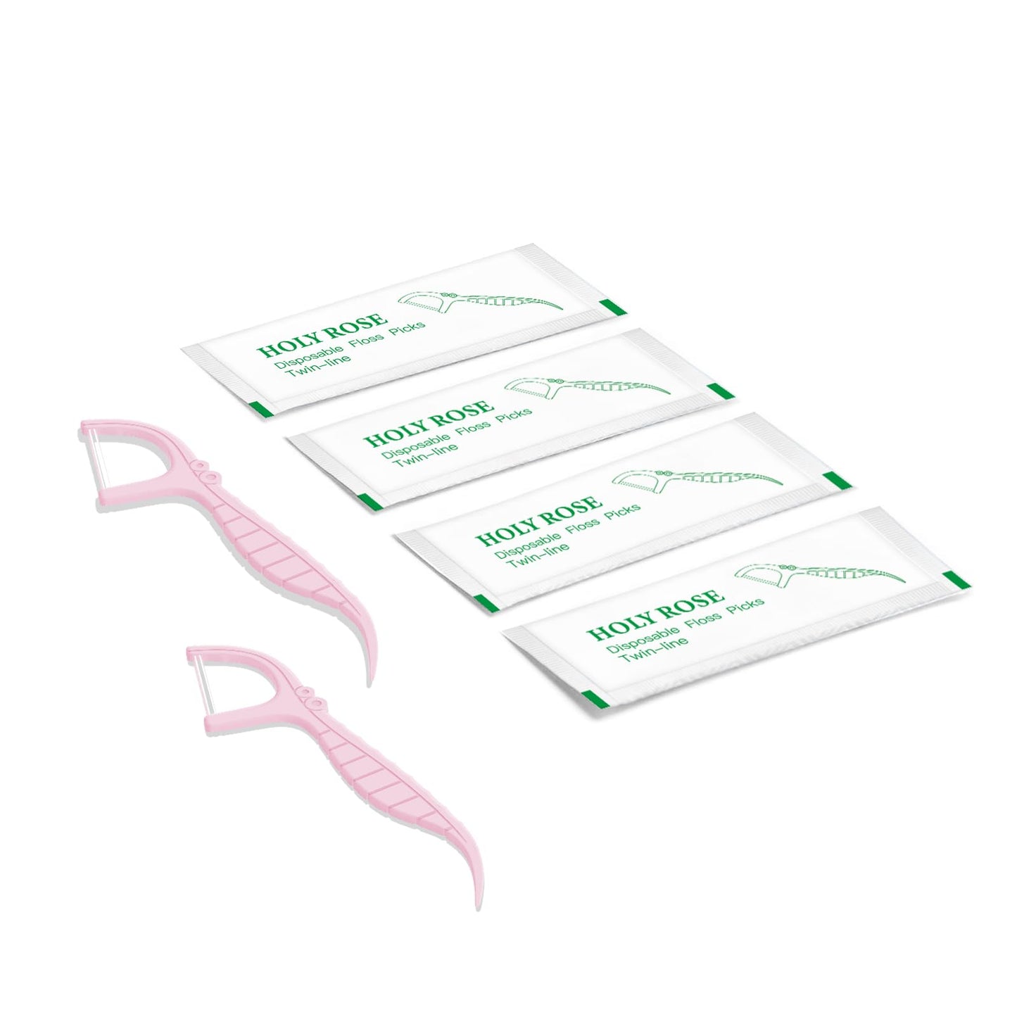 Holy Rose Mint Floss Picks – 100 Count, Individually Wrapped