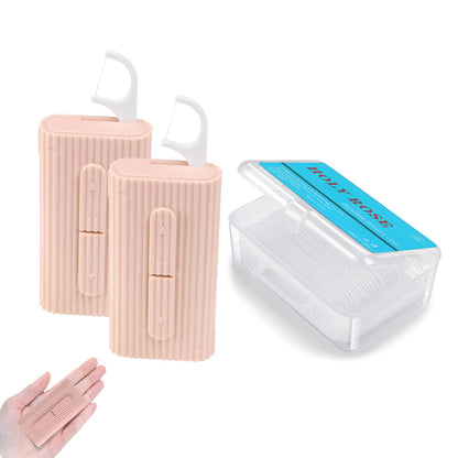 Holy Rose Portable Dental Floss Dispenser - 2 Box, 80 Count (Pink)