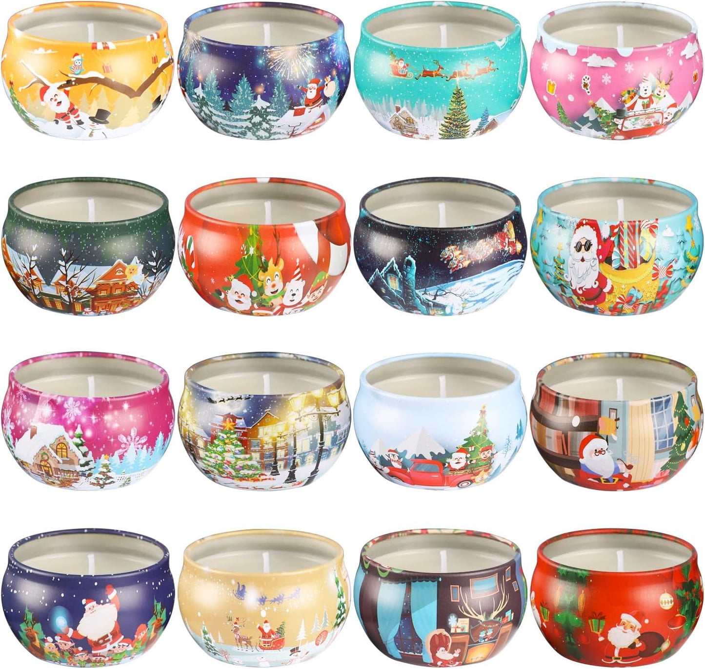16-Pack Christmas Scented Candles Set | Natural Soy Wax & Aromatherapy Gift