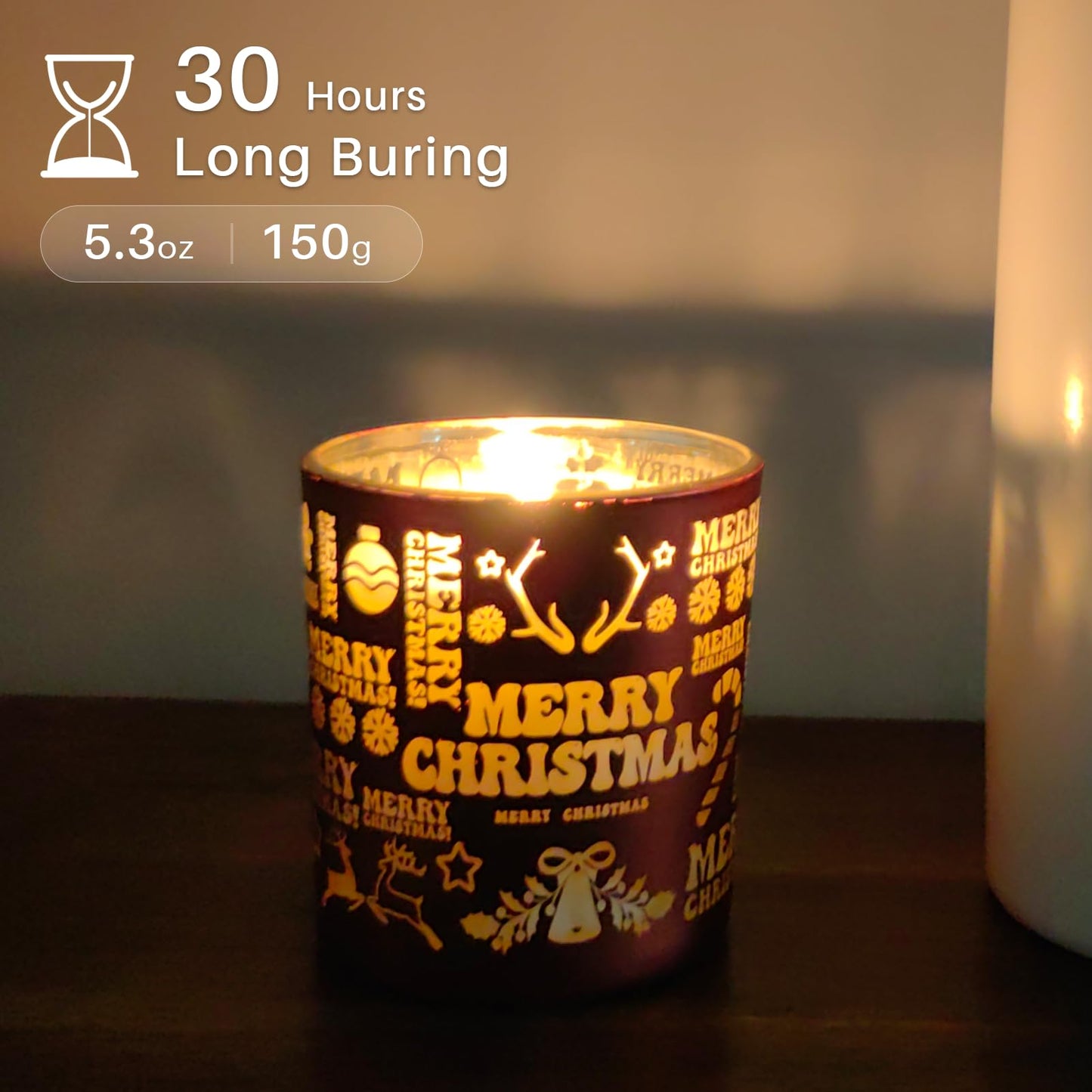 Christmas Frosted Berry Soy Candle - 5oz, 30+ Hours Burn | Festive Gift