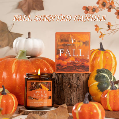 Fall Candle: Spiced Pumpkin Scented Soy, 7 oz Jar | Autumn Aromatherapy