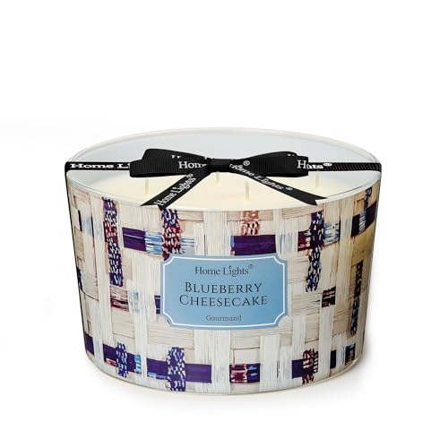 HomeLights Blueberry Cheesecake 4-Wick Soy Candle – Rustic Modern Decor