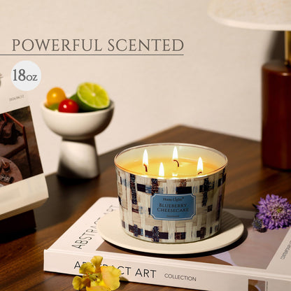 HomeLights Blueberry Cheesecake 4-Wick Soy Candle – Rustic Modern Decor