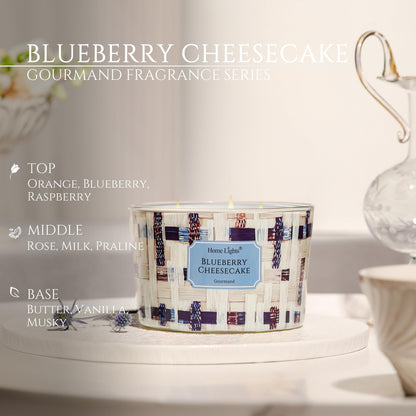 HomeLights Blueberry Cheesecake 4-Wick Soy Candle – Rustic Modern Decor