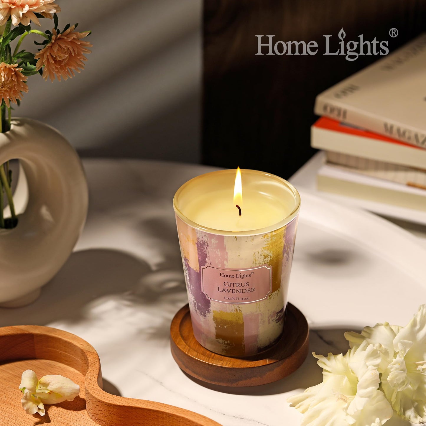 HomeLights Citrus Lavender Soy Candle 6.7oz | Minimalist Scandinavian Jar