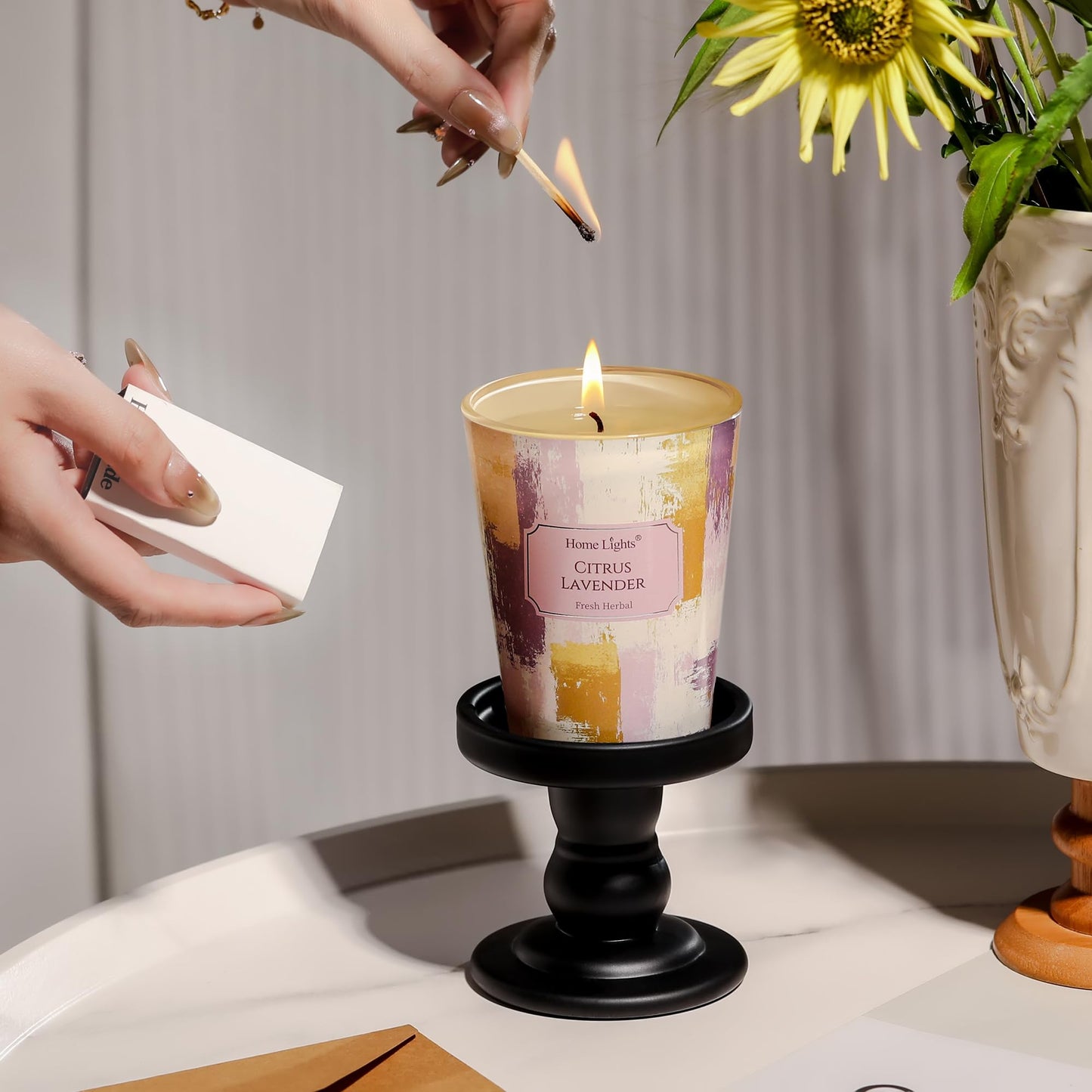 HomeLights Citrus Lavender Soy Candle 6.7oz | Minimalist Scandinavian Jar