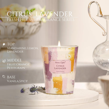 HomeLights Citrus Lavender Soy Candle 6.7oz | Minimalist Scandinavian Jar