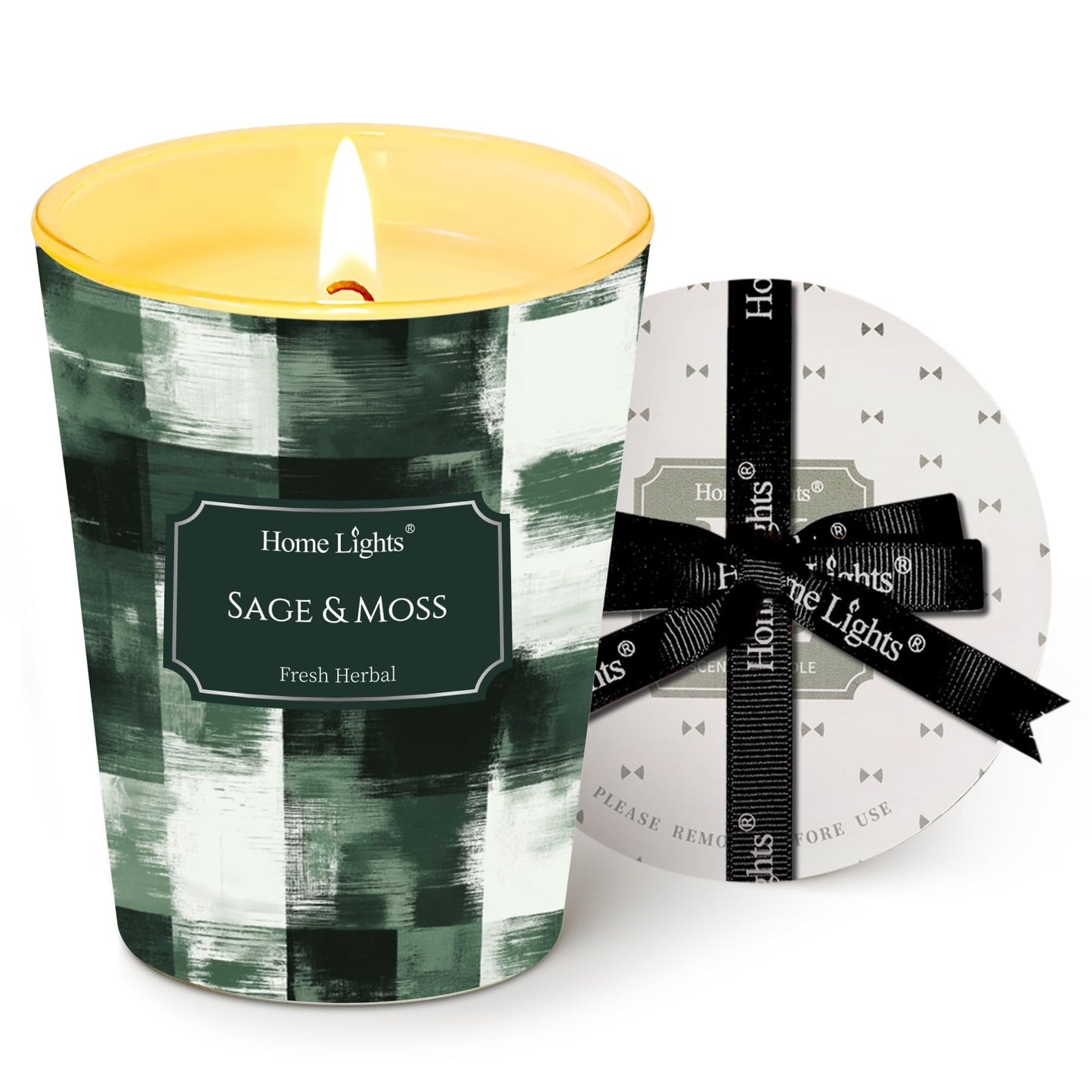 HomeLights Sage & Moss Soy Candle – 6.7oz, Minimalist Scandinavian Decor