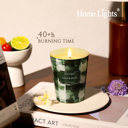 HomeLights Sage & Moss Soy Candle – 6.7oz, Minimalist Scandinavian Decor
