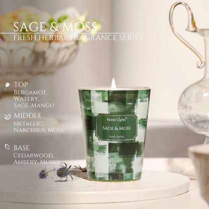 HomeLights Sage & Moss Soy Candle – 6.7oz, Minimalist Scandinavian Decor