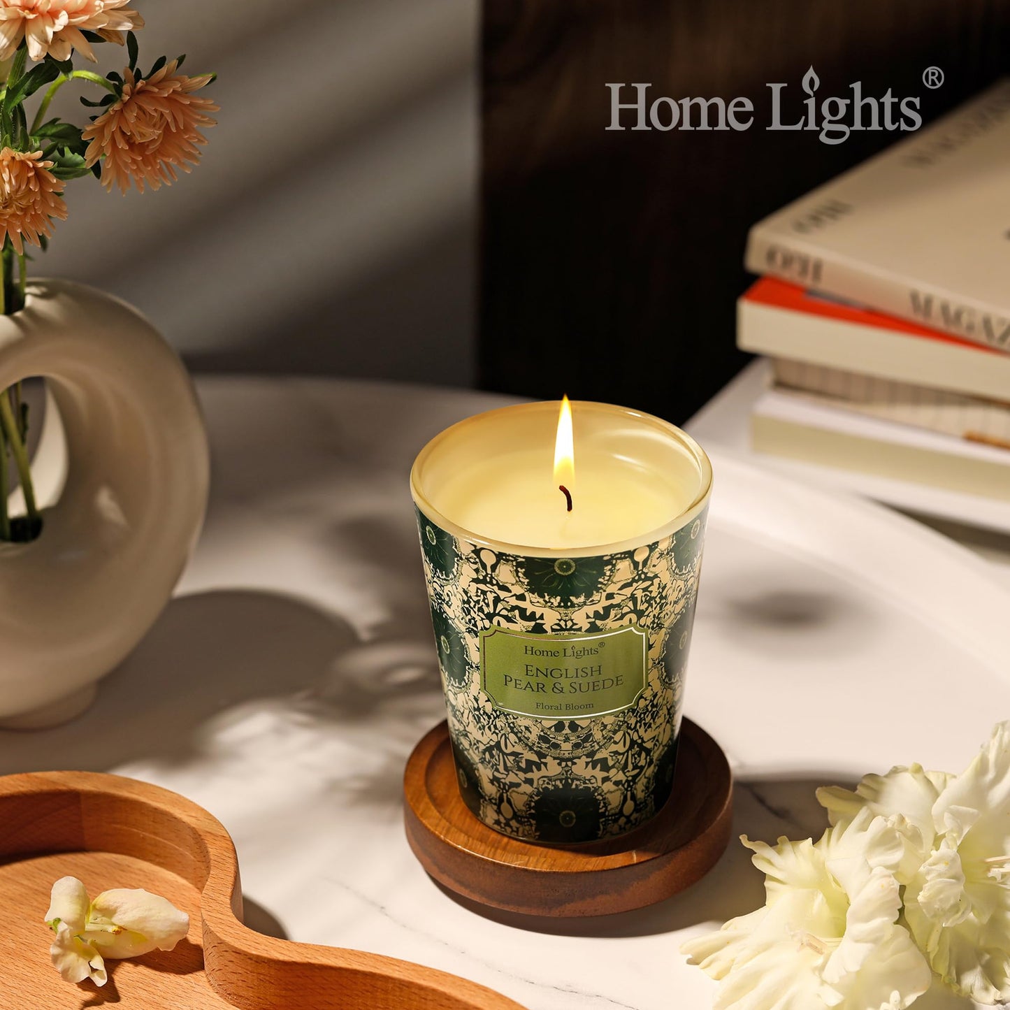 HomeLights English Pear & Suede Soy Wax Candle – 6.7oz, 1-Wick