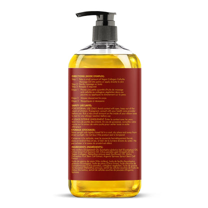 Majestic Pure Anti-Cellulite Massage Oil for Therapy – Vegan Collagen, Stem Cells & Natural Oils, 8 fl oz
