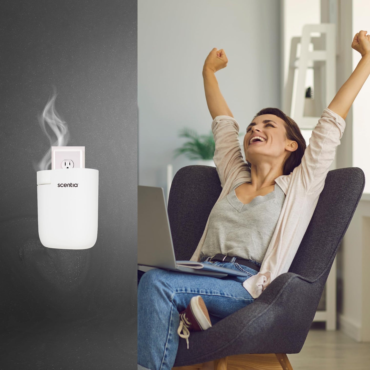 Home Scent Diffuser Starter Kit – Plug-In Waterless Diffuser for Essential Oils (500 sq ft) – White