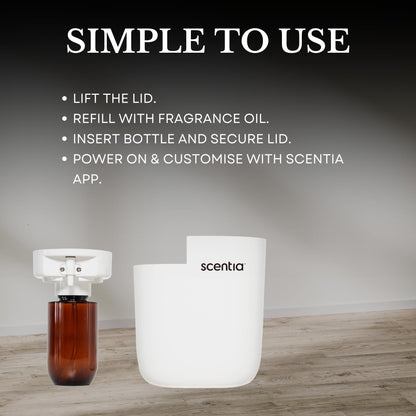 Home Scent Diffuser Starter Kit – Plug-In Waterless Diffuser for Essential Oils (500 sq ft) – White