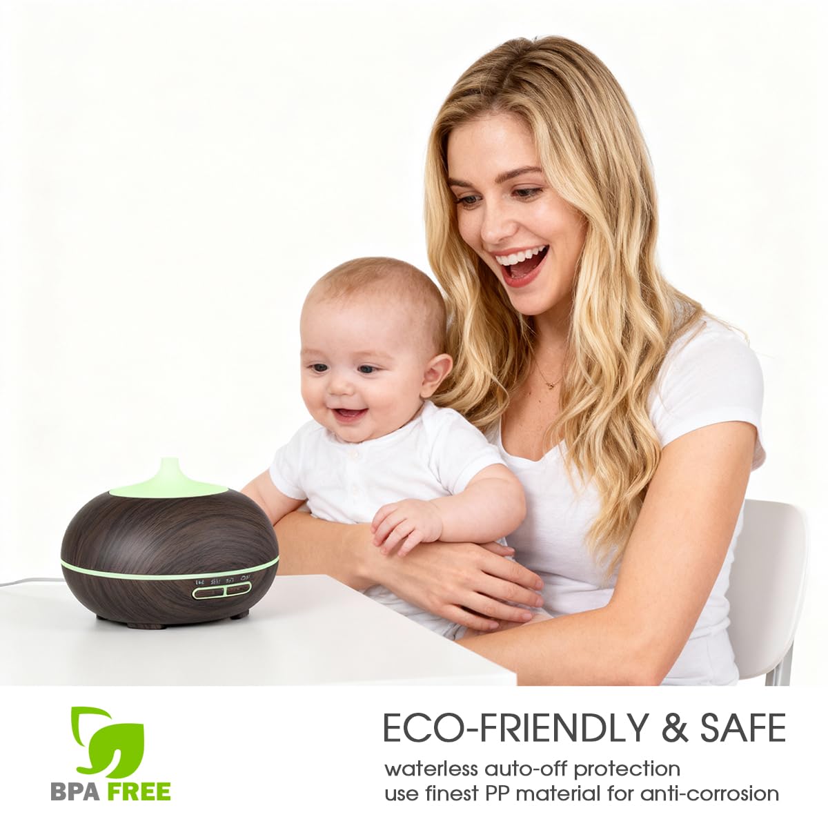550ml Essential Oil Diffuser with 6 Oil Set | Ultrasonic Humidifier, Timer, 7-Color LED Night Light | Home & Spa