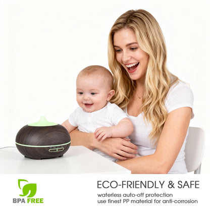 550ml Essential Oil Diffuser with 6 Oil Set | Ultrasonic Humidifier, Timer, 7-Color LED Night Light | Home & Spa