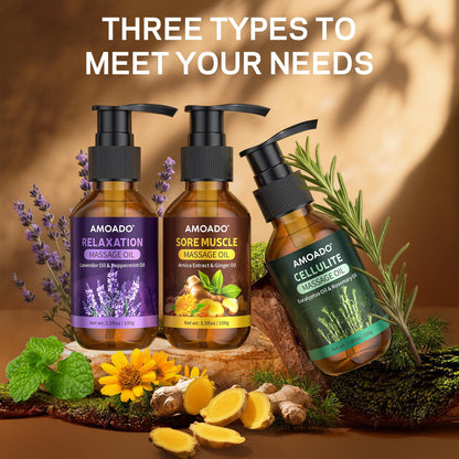 Massage Oil Gift Set – Arnica, Eucalyptus & Lavender, 10.5oz
