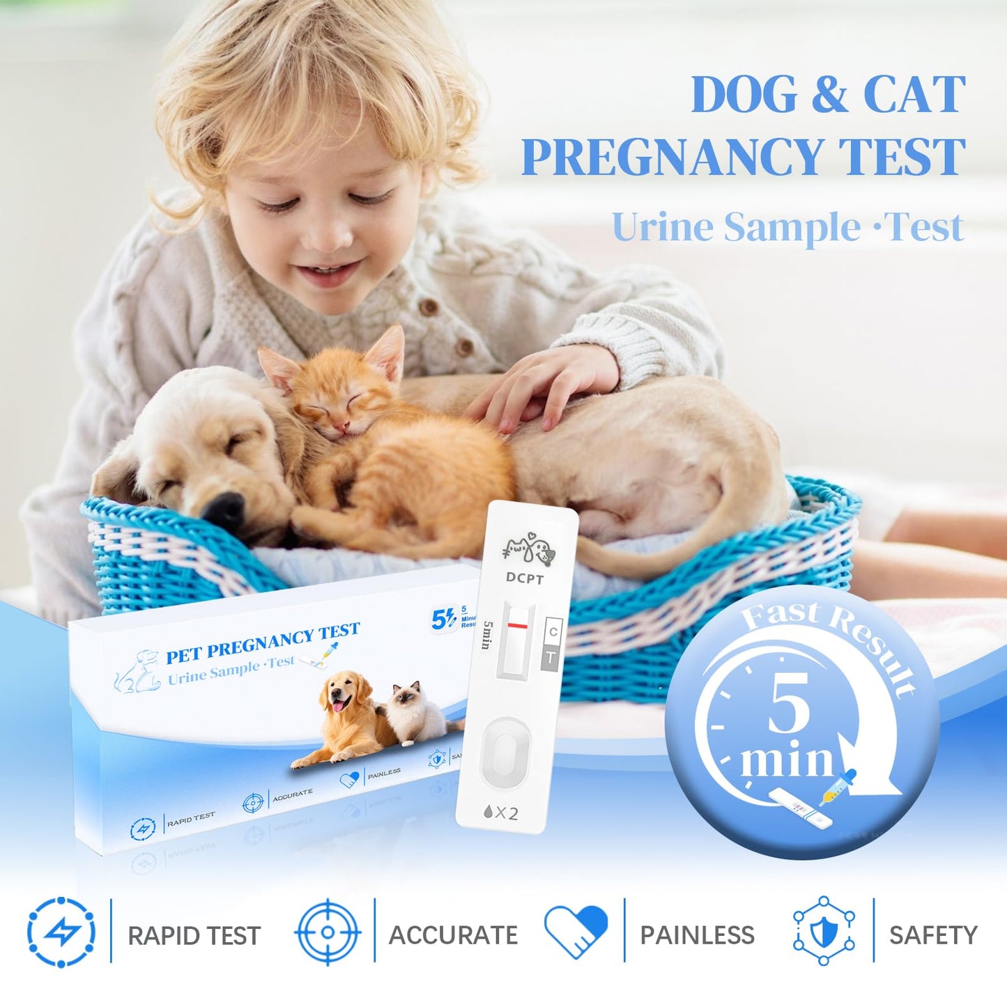 at-Home Dog & Cat Pregnancy Test Kit - 99% Accurate Urine Test for Rapid 5-Minute Results. Easy, Painless, and Reliable Home Testing Solution for Pet Owners