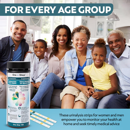 One Step 10A Urine Test Strips, 100 Strip Tub, 10 in 1 Parameters, Testing Strips for use by Men & Women, UTI Infection, Urinalysis pH, Nitrite, Leukocytes and More, Easy Read Results