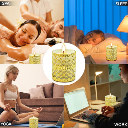 6 Pack Scented Candles with Gold Holders - 120 Hours Total