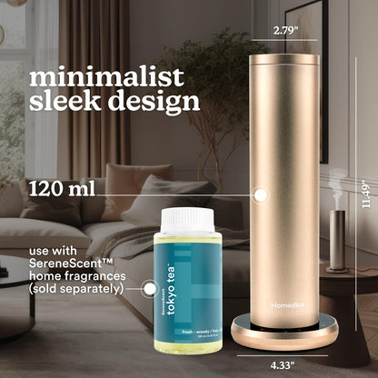 Homedics SereneScent Waterless Diffuser – Champagne, Patented Air Diffusion