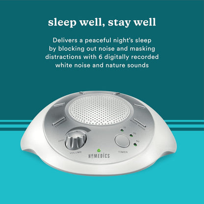 Homedics SoundSleep White Noise Machine – Portable Travel Companion with 6 Sounds