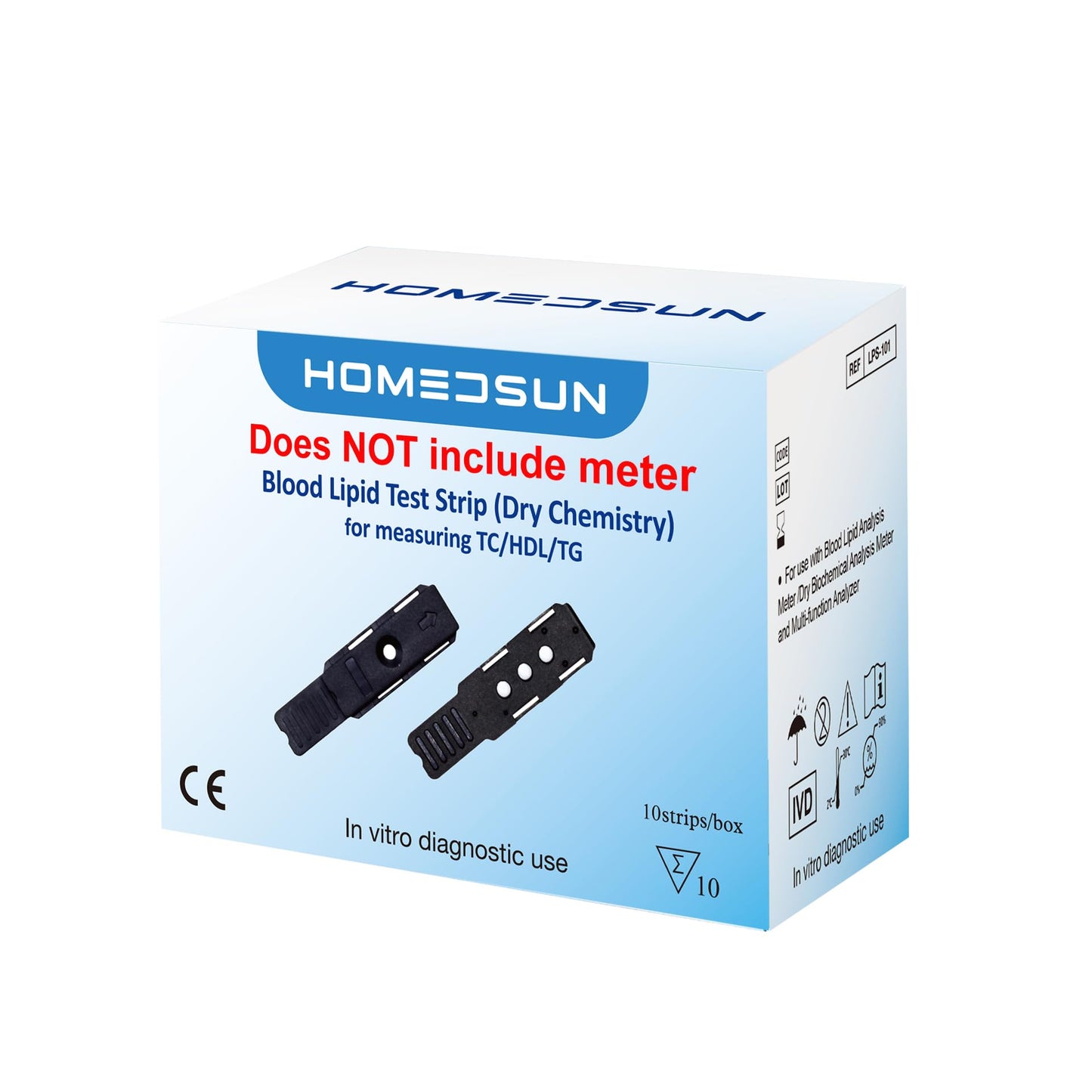 HOMEDSUN 10 Pack 4-in-1 Cholesterol Test Strips for HSLPM-102 | Lancets & Droppers (Analyzer Not Included)