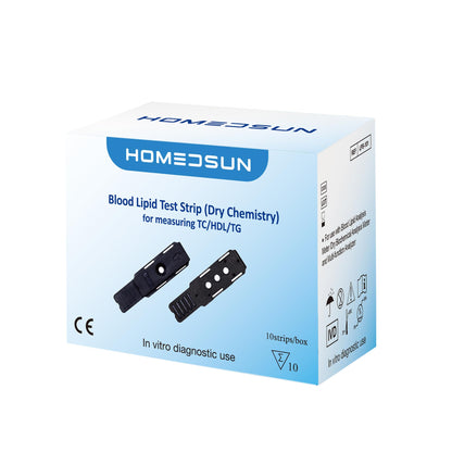 HOMEDSUN 10 Pack 4-in-1 Cholesterol Test Strips for HSLPM-102 | Lancets & Droppers (Analyzer Not Included)