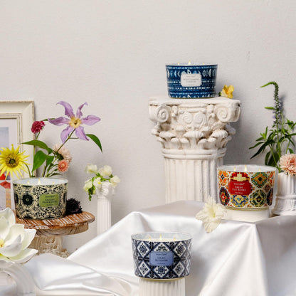 HomeLights 18oz Scented Candle | 4-Wick Aromatherapy Jar – White Jasmine Tuberose, Bohemian Home Decor & Gift
