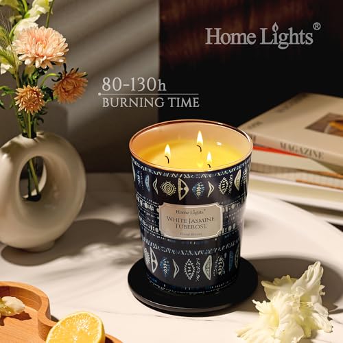 HomeLights 34oz Scented Candle – 3-Wick White Jasmine Tuberose