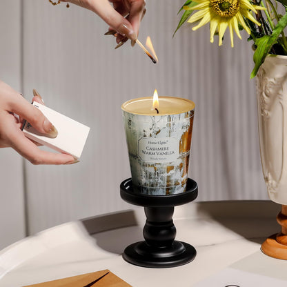 HomeLights Scented Candle – Cashmere Warm Vanilla, 6.7oz Soy Wax, Single Wick, Industrial Chic Home Decor & Gifts