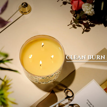 HomeLights 18oz Peach Blossom Freesia Soy Wax Candle | 4-Wick Aromatherapy