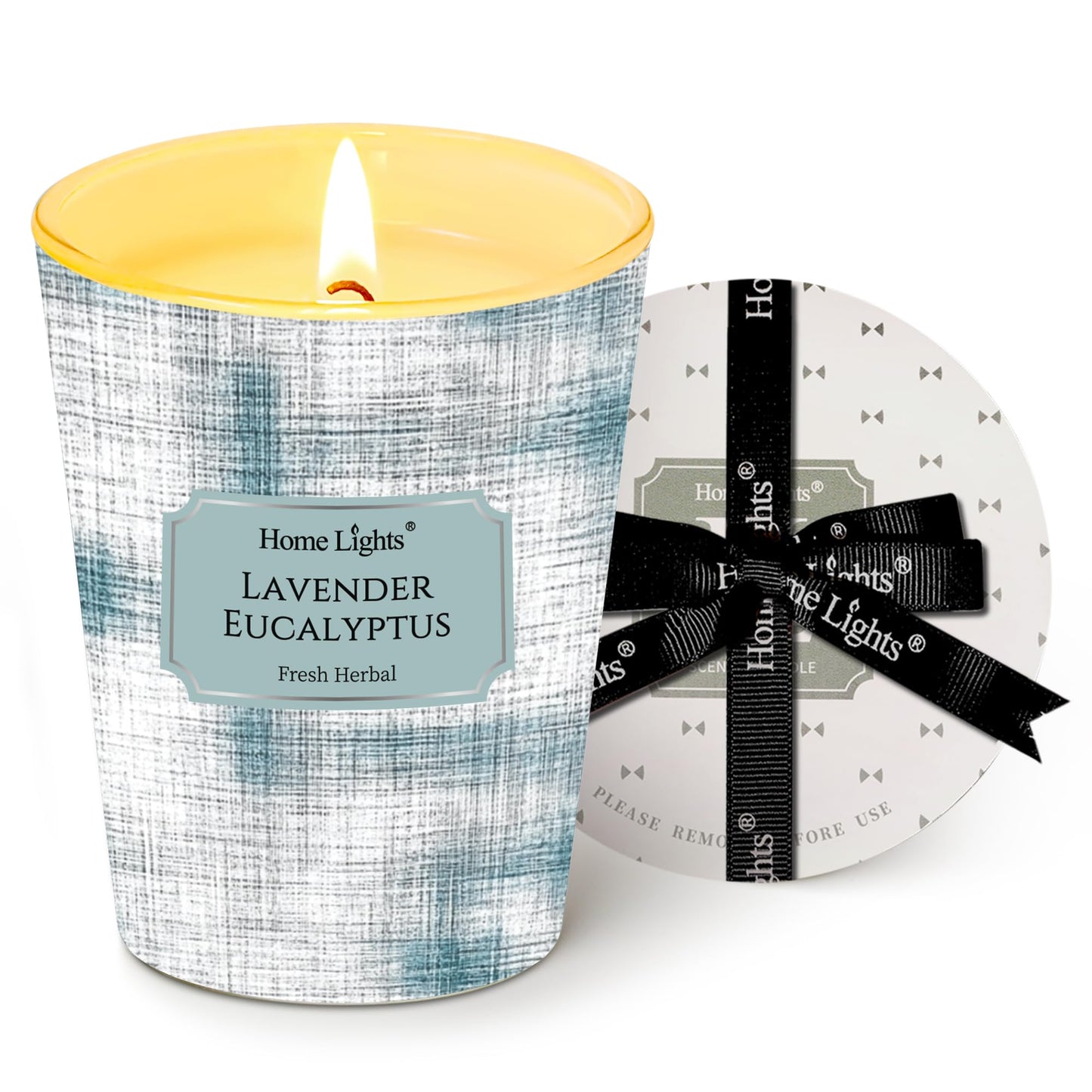 HomeLights Lavender Eucalyptus Soy Wax Candle 6.7oz | 1-Wick Aromatherapy & Scandinavian Minimalist Design