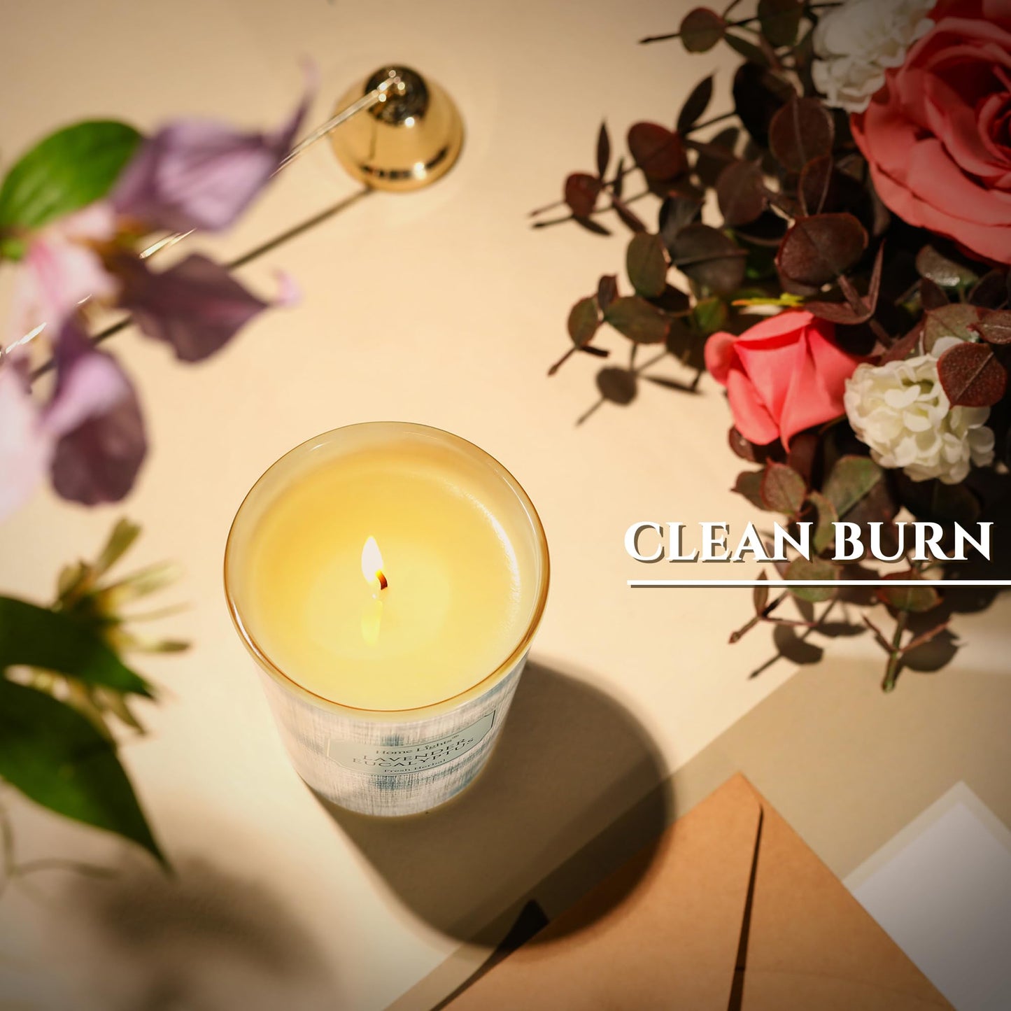 HomeLights Lavender Eucalyptus Soy Wax Candle 6.7oz | 1-Wick Aromatherapy & Scandinavian Minimalist Design