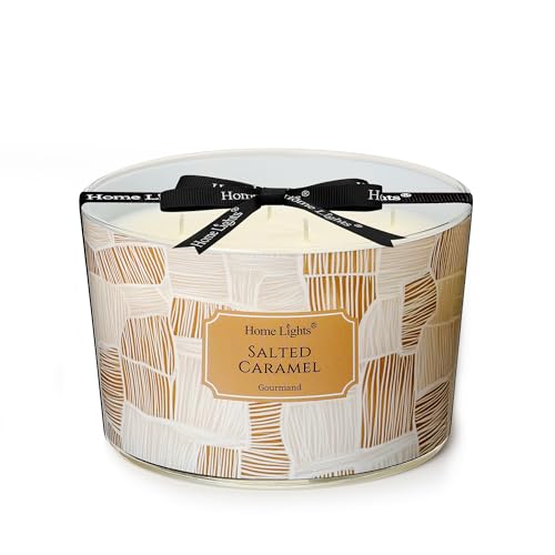 HomeLights Salted Caramel Soy Wax Candles – 18oz, 4-Wick