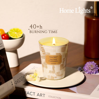 HomeLights Salted Caramel Soy Wax Candle – 6.7oz, 1-Wick, Aromatherapy Gift