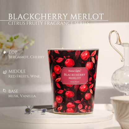 HomeLights 34oz 3-Wick Soy Wax Candle – Blackcherry Merlot Scent