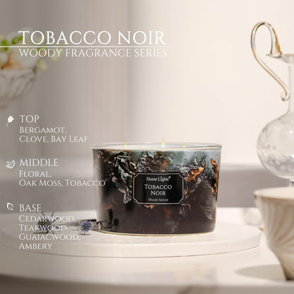 HomeLights 18oz Scented Candle – 4-Wick Tobacco Noir Aromatherapy for Home Decor & Gifts