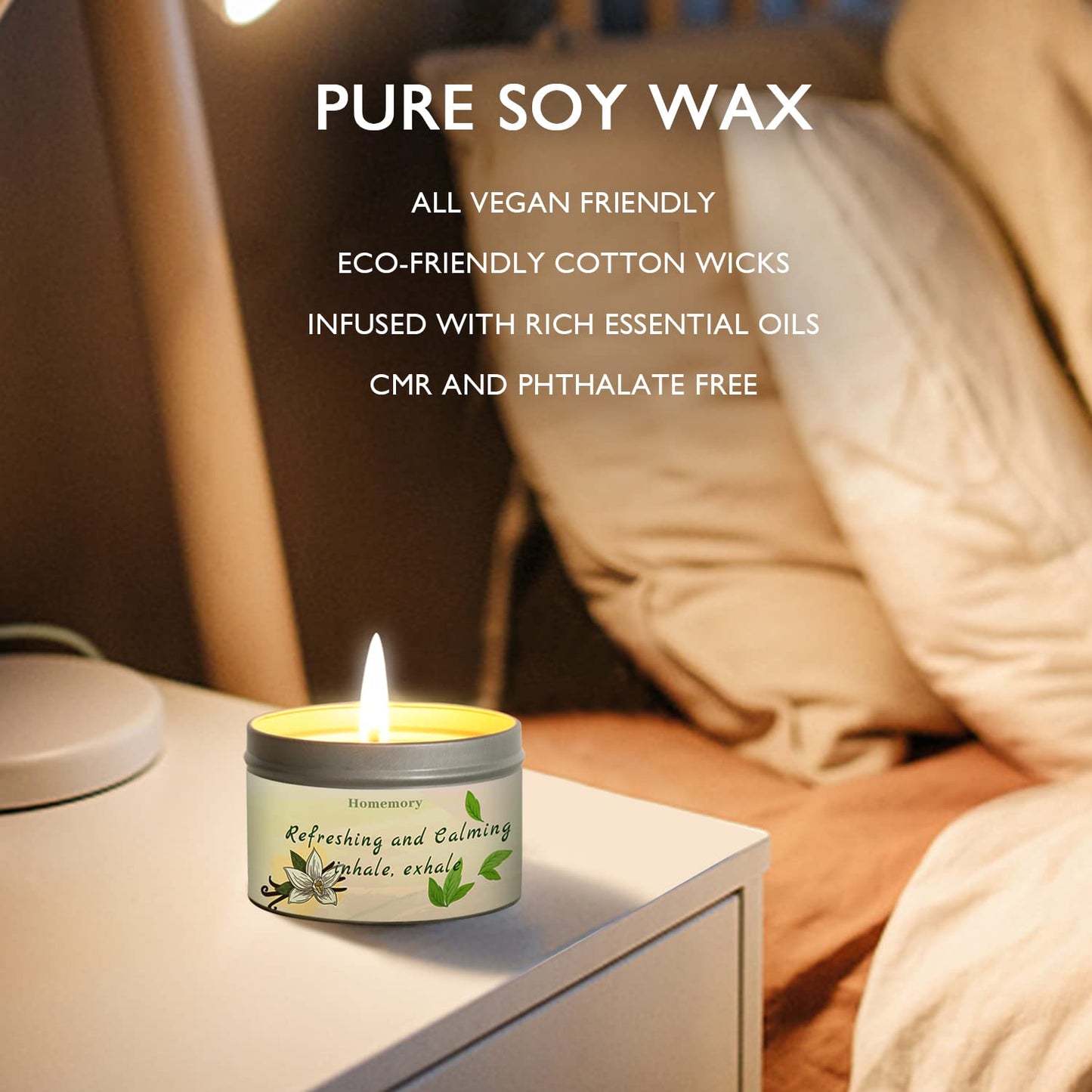 Homemory Peppermint & Vanilla Scented Aromatherapy Candle – 6oz, Soy Wax, Hand-Poured