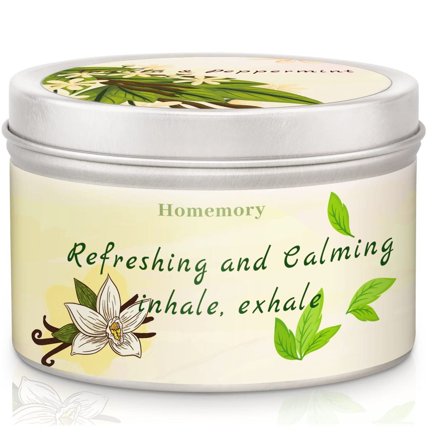 Homemory Peppermint & Vanilla Scented Aromatherapy Candle – 6oz, Soy Wax, Hand-Poured