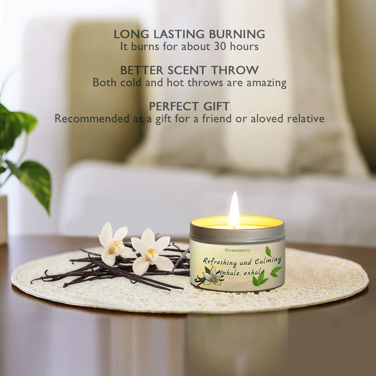 Homemory Peppermint & Vanilla Scented Aromatherapy Candle – 6oz, Soy Wax, Hand-Poured