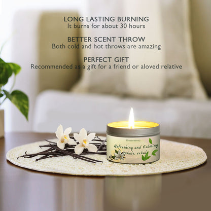 Homemory Peppermint & Vanilla Scented Aromatherapy Candle – 6oz, Soy Wax, Hand-Poured