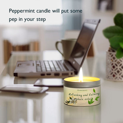 Homemory Peppermint & Vanilla Scented Aromatherapy Candle – 6oz, Soy Wax, Hand-Poured