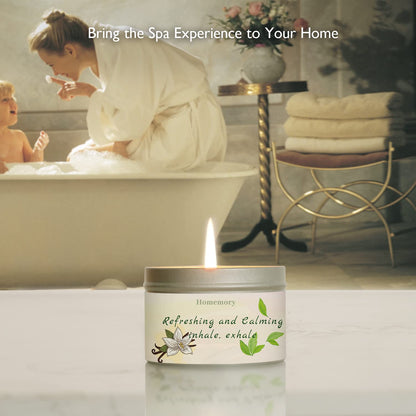 Homemory Peppermint & Vanilla Scented Aromatherapy Candle – 6oz, Soy Wax, Hand-Poured